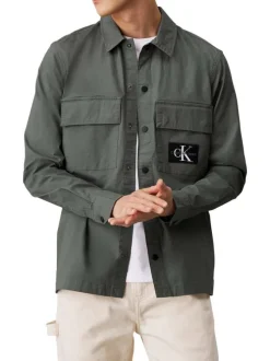 Chemise en coton grise unie coupe regular avec un col normal