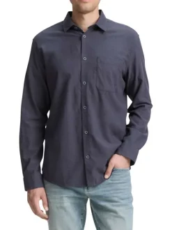 Chemise en coton grise unie pourvue d'une boutonnière à l'avant