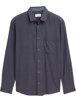 Chemise en coton grise unie pourvue d'une boutonnière à l'avant