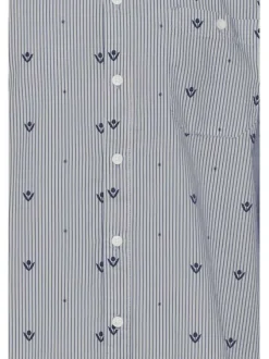 Chemise en coton gris à rayures bleu marine, à coupe slim et col français