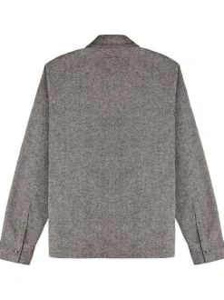 Chemise en coton gris unie avec une coupe droite et des poches