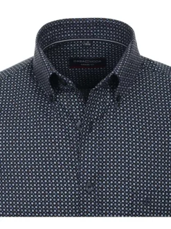 Chemise en coton indigo avec points imprimés et une coupe regular fit