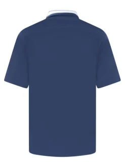 Chemise en coton indigo unie avec une coupe droite et un col américain