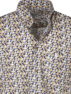 Chemise en coton jaune avec des motifs un col boutonné et une coupe droite