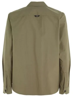 Chemise en coton kaki avec une coupe regular fit et un col français