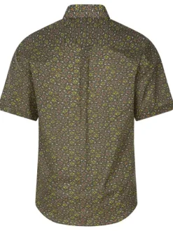 Chemise en coton kaki avec une coupe regular fit et un imprimé fleuri