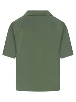 Chemise en coton kaki unie avec une coupe droite et d'un col chemise