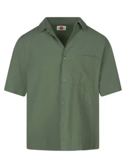 Chemise en coton kaki unie avec une coupe droite et d'un col chemise