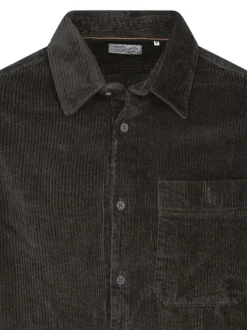 Chemise en coton kaki unie coupe regular fit avec un col à revers