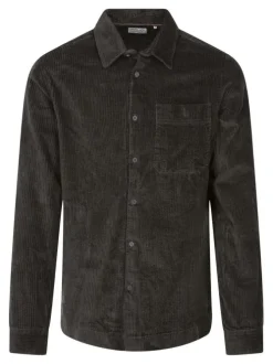 Chemise en coton kaki unie coupe regular fit avec un col à revers