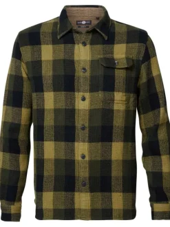 Chemise en coton kaki vichy avec une coupe regular et un col français