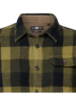Chemise en coton kaki vichy avec une coupe regular et un col français