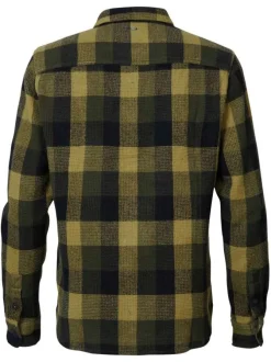 Chemise en coton kaki vichy avec une coupe regular et un col français
