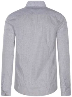 Chemise en coton lilas imprimée par des pois avec une fermeture boutonnée