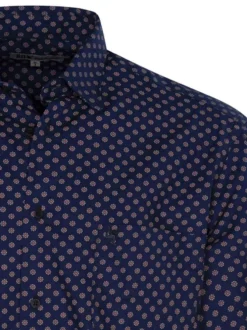 Chemise en coton marine avec une coupe droite et un col français
