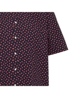 Chemise en coton marine fleurie à coupe regular fit et col américain