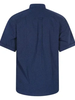 Chemise en coton marine imprimé avec une coupe droite et un col boutonné