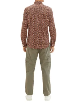 Chemise en coton marine imprimé coupe regular fit avec un col français