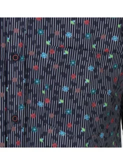Chemise en coton marine imprimée par des fleurs avec une coupe regular fit