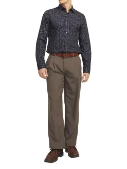 Chemise en coton marine liberty à coupe droite et col français