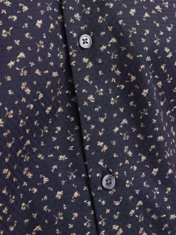 Chemise en coton marine liberty à coupe droite et col français