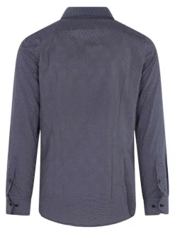 Chemise en coton marine à motifs imprimés avec une coupe ajustée