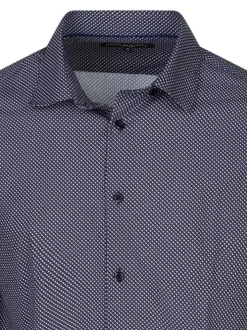 Chemise en coton marine à motifs imprimés avec une coupe ajustée