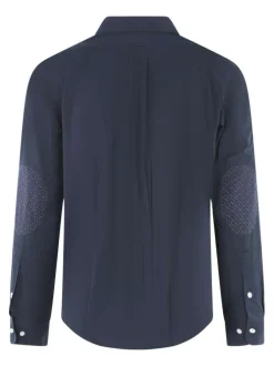 Chemise en coton marine unie pourvue d'un col à rabats et de manches longues