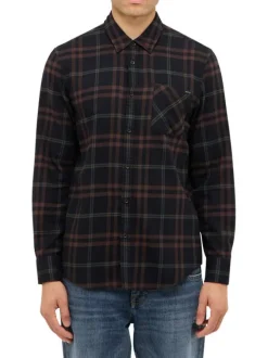 Chemise en coton marron à carreaux avec une coupe regular fit