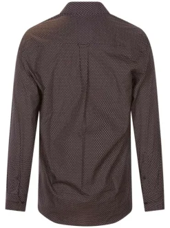 Chemise en coton marron imprimée avec une coupe droite et un col français