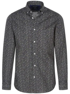 Chemise en coton marron liberty coupe ajustée col américain