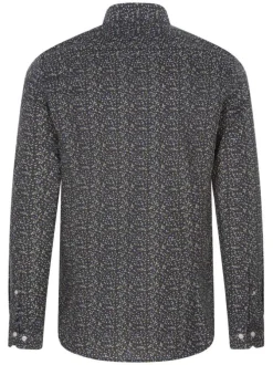 Chemise en coton marron liberty coupe ajustée col américain