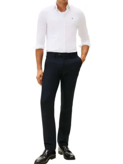 Chemise en coton mélangé blanche à coupe slim pourvue d'un col boutonné