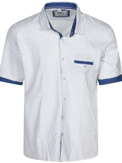 Chemise en coton mélangé blanche imprimée avec une coupe regular fit