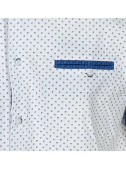 Chemise en coton mélangé blanche imprimée avec une coupe regular fit