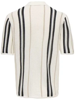 Chemise en coton mélangé blanche à rayures pourvu d'un col chemise