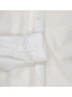 Chemise en coton mélangé blanche unie coupe droite et un col italien