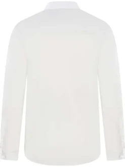Chemise en coton mélangé blanche unie coupe droite et un col italien