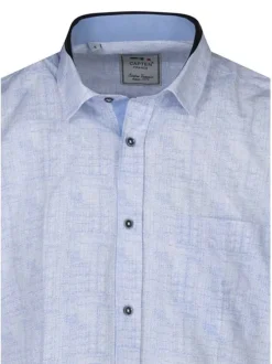 Chemise en coton mélangé bleu clair à motifs avec une coupe droite