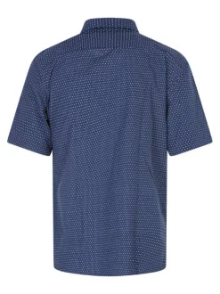 Chemise en coton mélangé bleu marine à pois avec une coupe droite