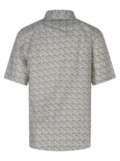 Chemise en coton mélangé écrue à motif floral avec une coupe droite