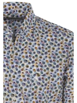 Chemise en coton multicolore avec une coupe droite et un col américain