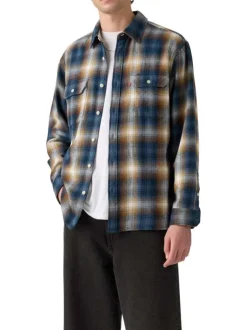 Chemise en coton multicolore à coupe droite avec un motif écossais