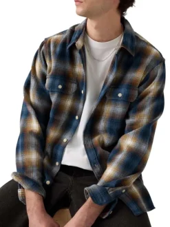 Chemise en coton multicolore à coupe droite avec un motif écossais