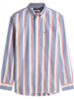 Chemise en coton multicolore à coupe droite ornée d'un motif à rayures