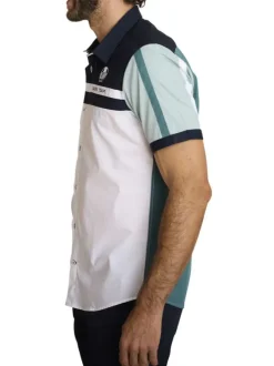 Chemise en coton multicolore à coupe droite pourvue d'inscriptions imprimées