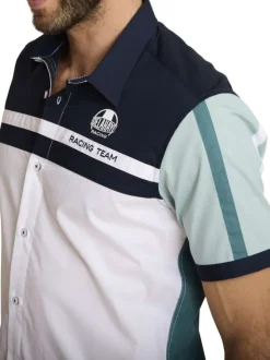 Chemise en coton multicolore à coupe droite pourvue d'inscriptions imprimées