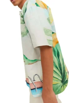 Chemise en coton multicolore imprimé avec coupe regular et col français