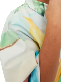 Chemise en coton multicolore imprimé avec coupe regular et col français