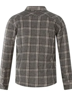 Chemise en coton noire à carreaux avec une coupe droite et un col français